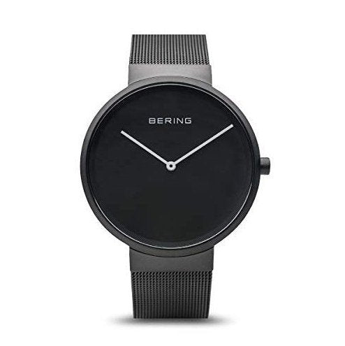 BERING Unisex Analog Quartz Classic Collection Watch with Stainless Steel Strap and Sapphire Crystal 14539-122, Black/Black, 7020-6smd-39mm, Black/Black