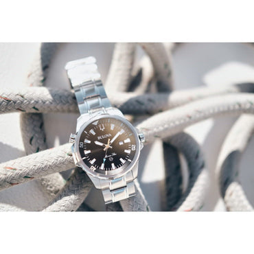 Bulova Men's Marine Star 'Series B' Stainless Steel Watch, Black Sunray Dial Style: 96B382