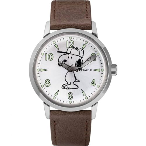 Timex Dress Watch (Model: TW2R94900), Brown/Silver Snoopy