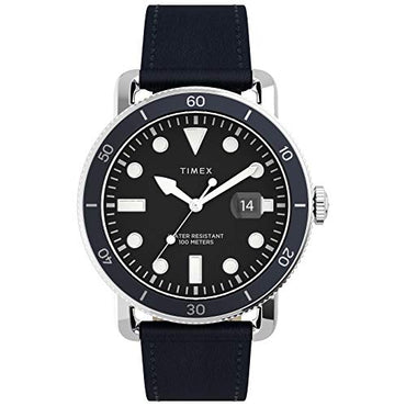 Timex Men's TW2U01900 Port 42mm Blue/Black Leather Strap Watch