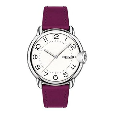 Coach 14503610 Arden White Dial Purple Leather Strap Women's 36mm Watch