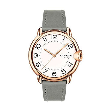 Coach 14503611 Arden Ivory White/Rose Gold Dial Grey Leather Band Women's 36mm Watch