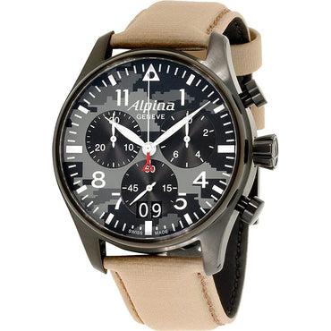 Alpina Startimer Camo Dial Leather Strap Men's Watch
