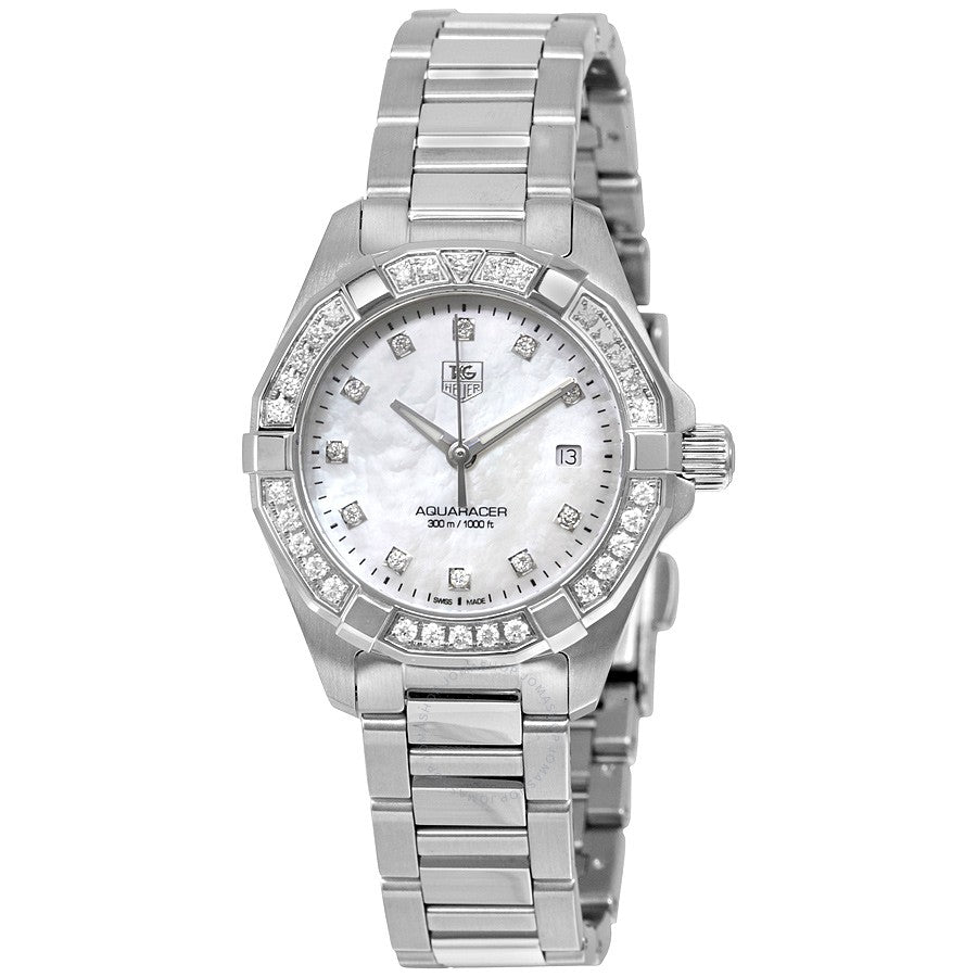 Tag heuer women s way1414.ba0920 aquaracer diamond accented stainless