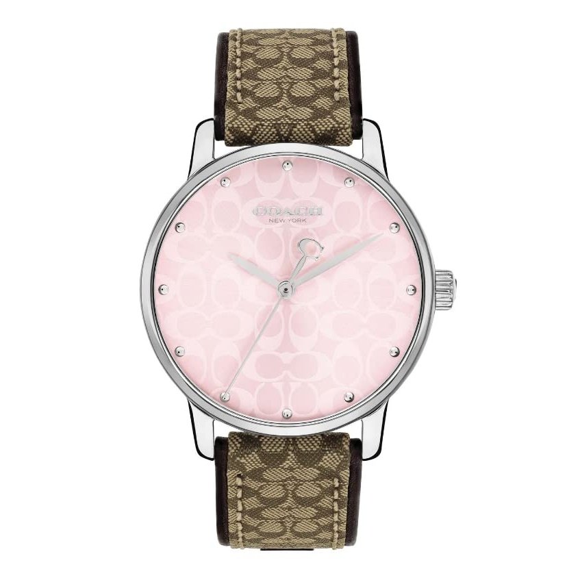 Coach 14503873 pink dial brown logo strap ladies 36mm grand  display picture 2