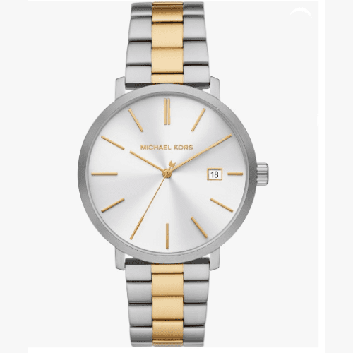 Michael Kors Men's Blake Three-Hand Date Two-Tone Silver and Gold-Tone Stainless Steel Bracelet Watch (Model: MK9134)
