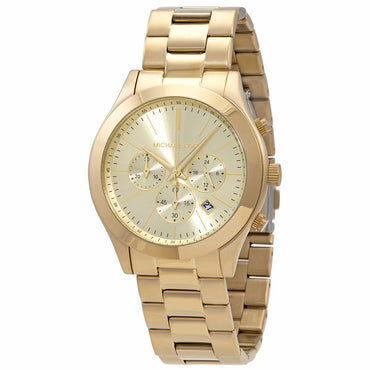Michael Kors Men's Slim Runway Chronograph Gold-Tone Stainless Steel Bracelet Watch (Model: MK8909)
