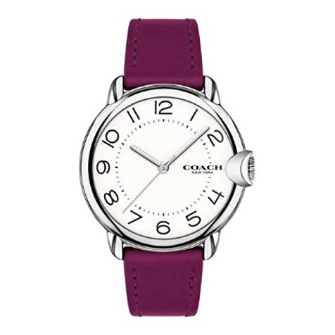 Coach 14503610 Arden White Dial Purple Leather Strap Women's 36mm Watch