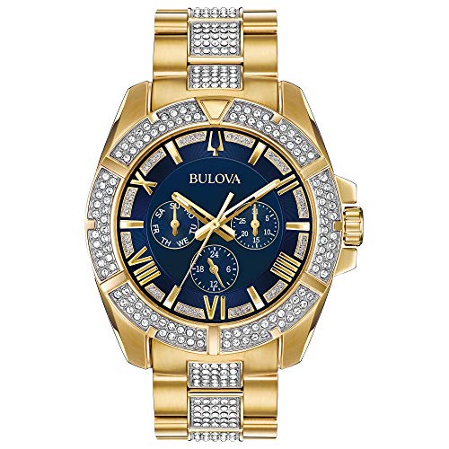 Bulova Men's Crystals Phantom Gold Tone Stainless Steel 6-Hand Multi-Function Quartz Watch Style: 98C128