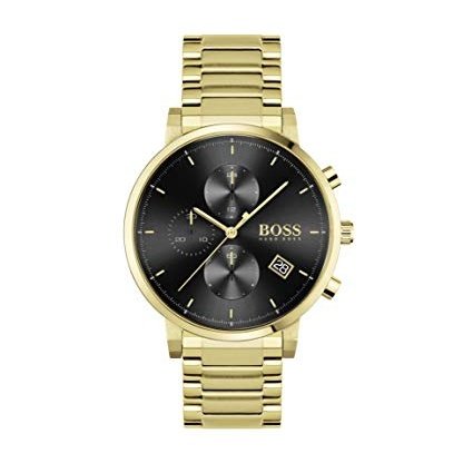 BOSS Integrity Men's Quartz Chrono Stainless Steel and Link Bracelet Business Watch, Color: Gold Plated (Model: 1513781)