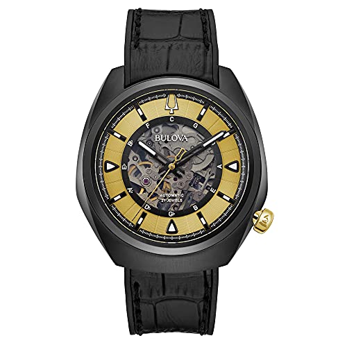 Bulova Grammy Automatic Mens Stainless Steel with Black Leather & FKM Rubber Strap, Black (Model: 98A241)