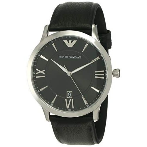 Armani Giovanni Quartz Black Dial Black Leather Men's Watch AR11210