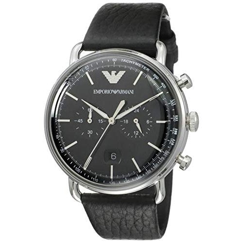 Emporio Armani Men's AR11143 Aviator Analog Display Quartz Black Watch