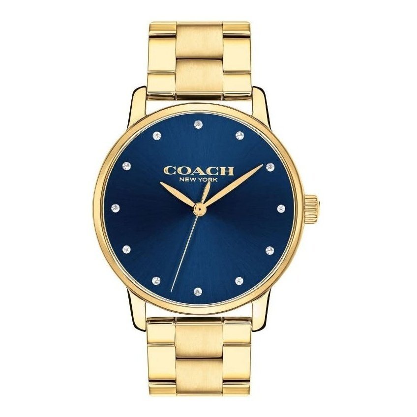 COACH 14503970 Blue Dial Gold Stainless Steel Bracelet Ladies 36mm Grand Watch