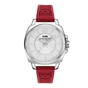 Coach 14503878 Boyfriend Silver Logo Dial Red Silicone Band Women's 34mm Watch