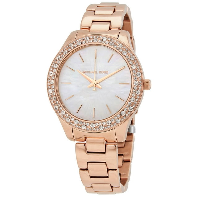 Michael Kors Women's Liliane Quartz Watch with Stainless Steel Strap, Pink, 16 (Model: MK4557)