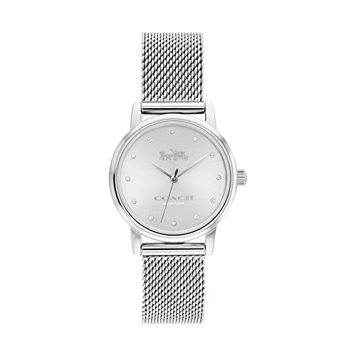 Coach Grand Silver Stainless Steel Mesh Band Silver Glitz Dial Watch 14503743