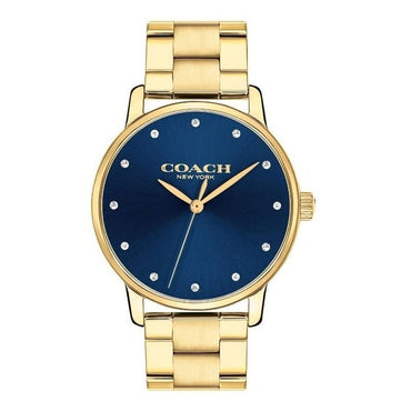 COACH 14503970 Blue Dial Gold Stainless Steel Bracelet Ladies 36mm Grand Watch