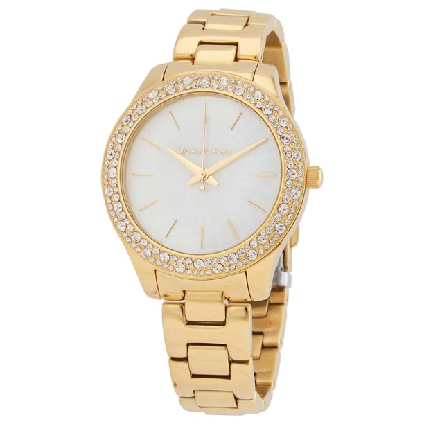 Michael Kors Women's Liliane Quartz Watch with Stainless Steel Strap, Gold, 16 (Model: MK4555)