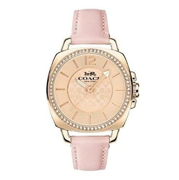 Coach 14503981 Boyfriend Carnation Gold Dial Pink Leather Women's 34mm Watch