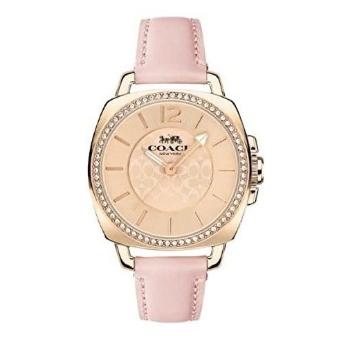 Coach 14503981 Boyfriend Carnation Gold Dial Pink Leather Women's 34mm Watch